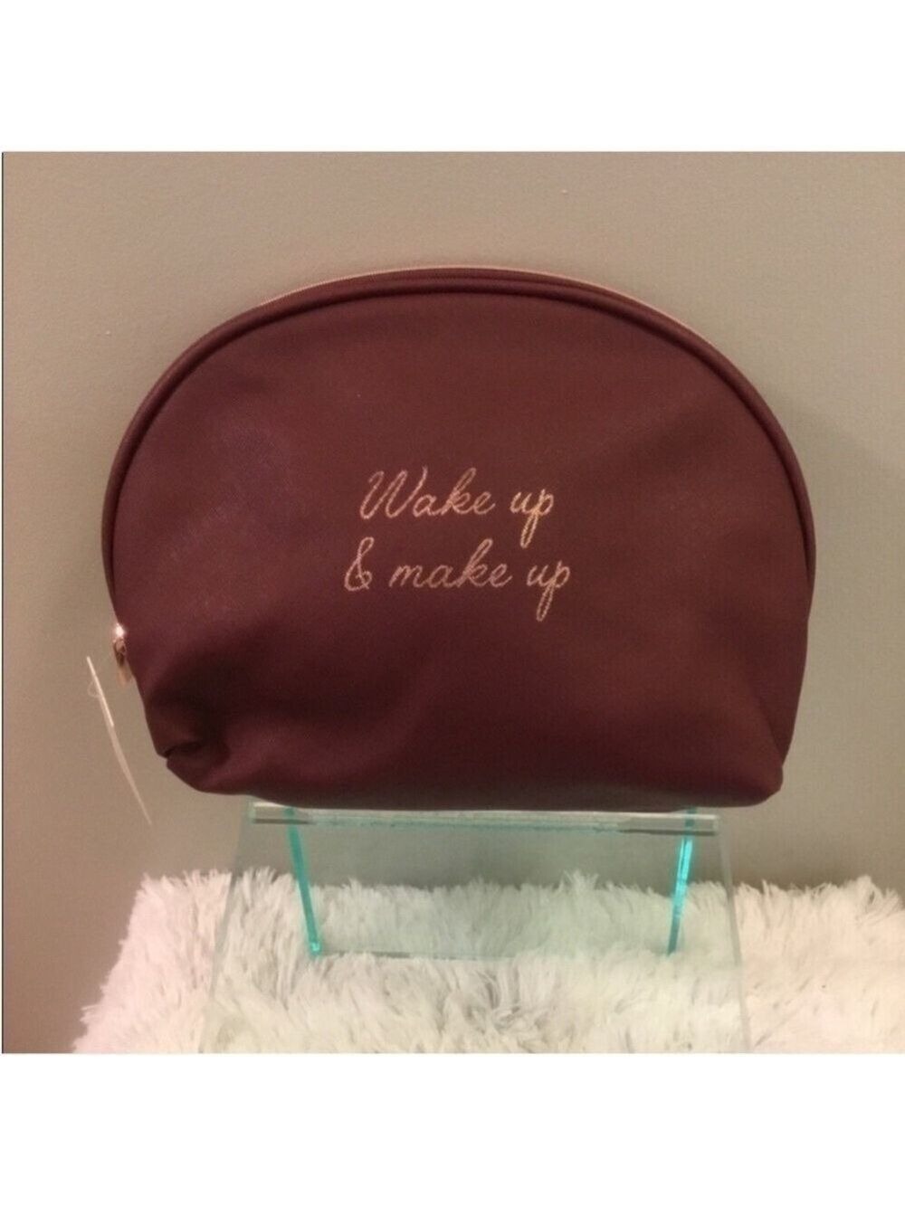 Lauren Conrad Wake Up & Make Up cosmetic bag Woman maroon & rose gold